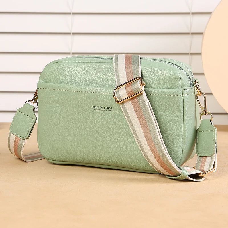 Bolsa Feminina Crossbody Multi Zíper PU Leather Premium Fashion