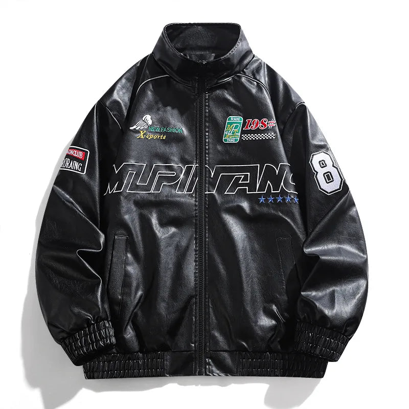Jaqueta Leather Premium Masculina Racing Streetwear