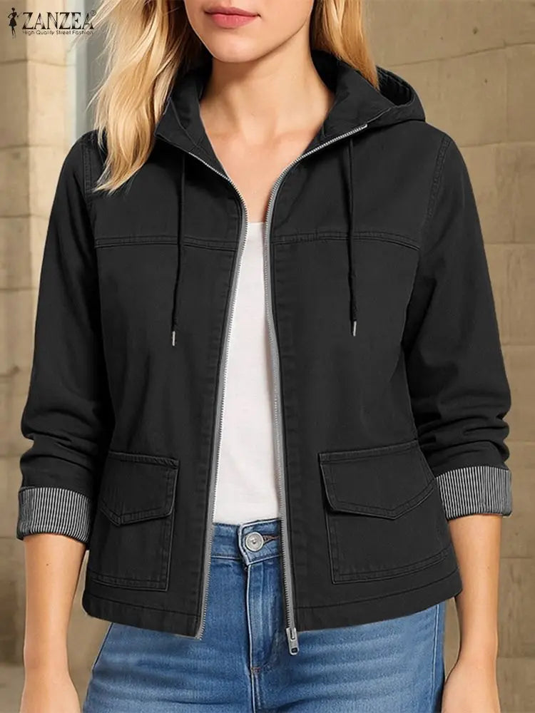 Jaqueta Feminina Cargo com Capuz Premium