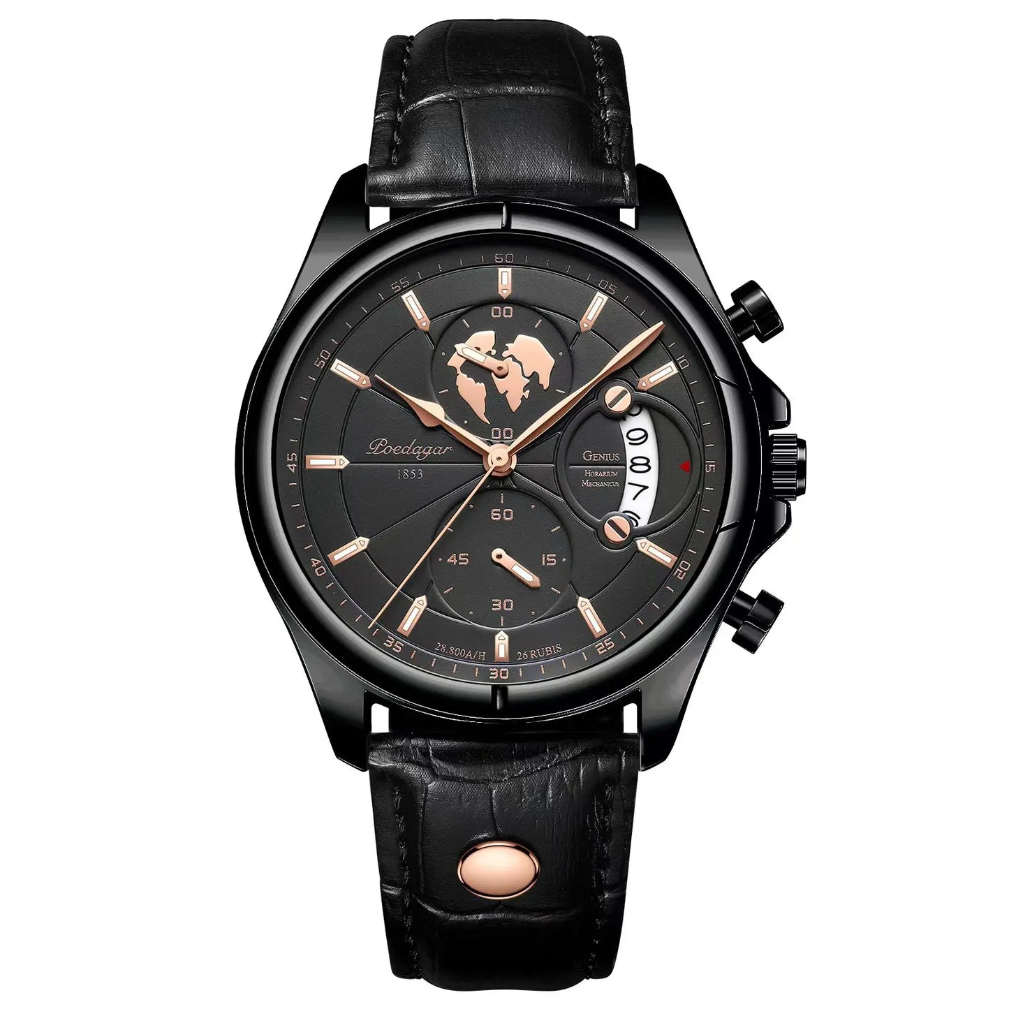 Relógio Masculino POEDAGAR Chronograph Premium em Couro