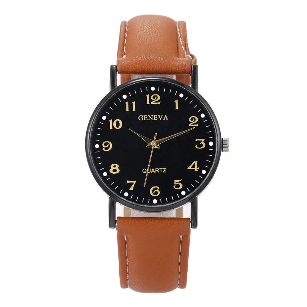 Relógio Feminino Geneva Premium Pulseira Couro Elegante