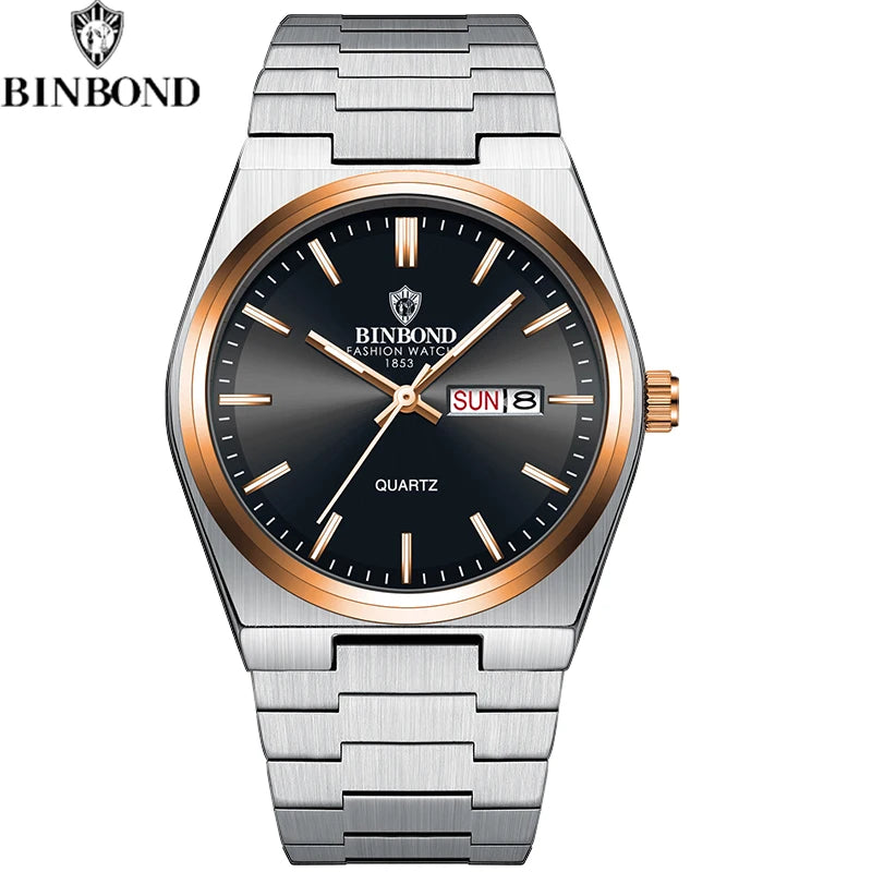 Relógio Masculino BINBOND Premium Business em Aço Inoxidável