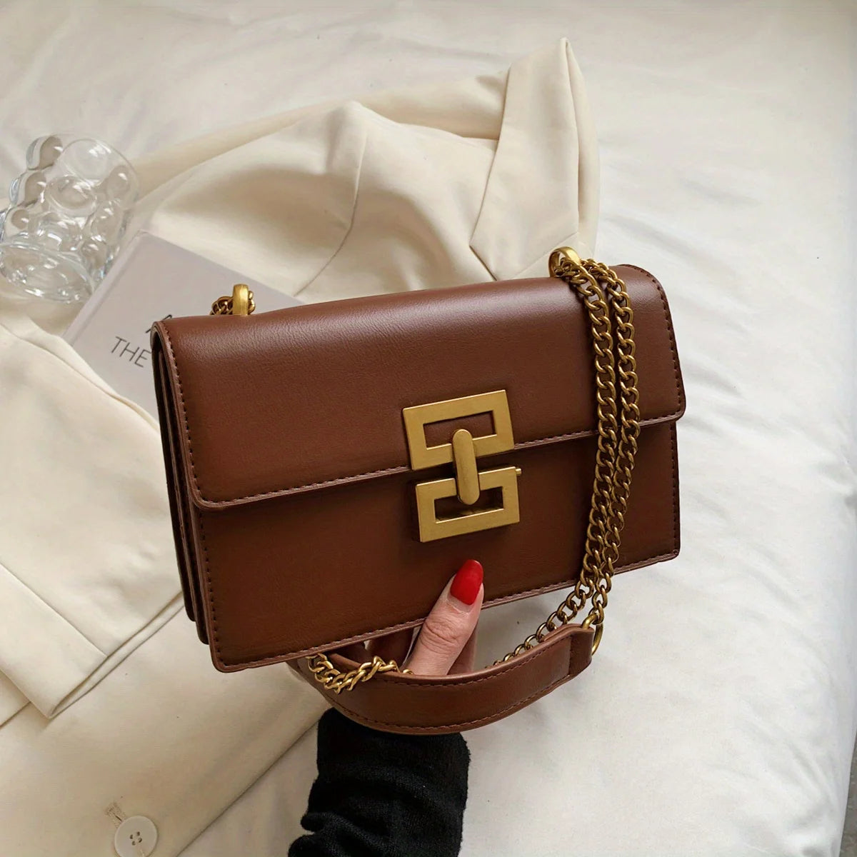 Bolsa Feminina Minimalista Square Crossbody PU Leather Premium