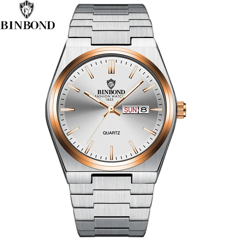 Relógio Masculino BINBOND Premium Business em Aço Inoxidável