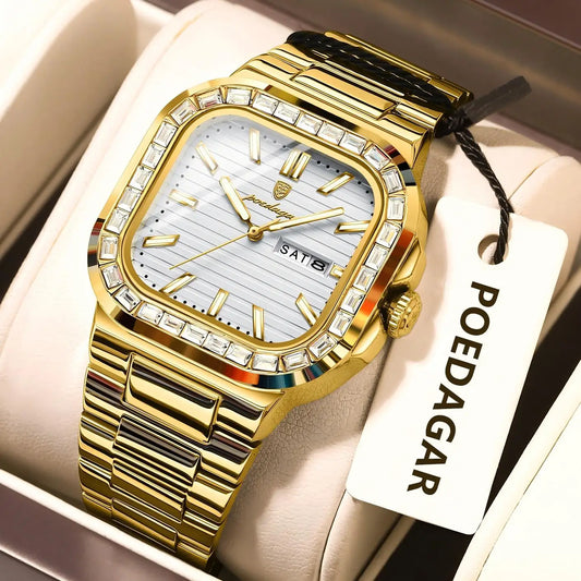 Relógio Masculino POEDAGAR Premium Luxury em Aço Inoxidável