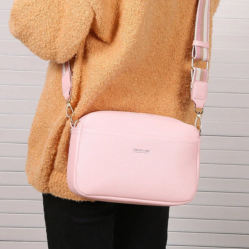 Bolsa Feminina Crossbody Multi Zíper PU Leather Premium Fashion