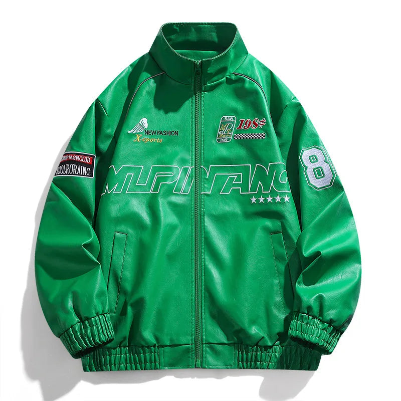 Jaqueta Leather Premium Masculina Racing Streetwear