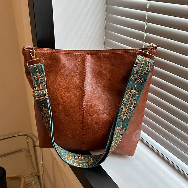 Bolsa Feminina Crossbody Grande Capacidade Retro PU Leather Premium