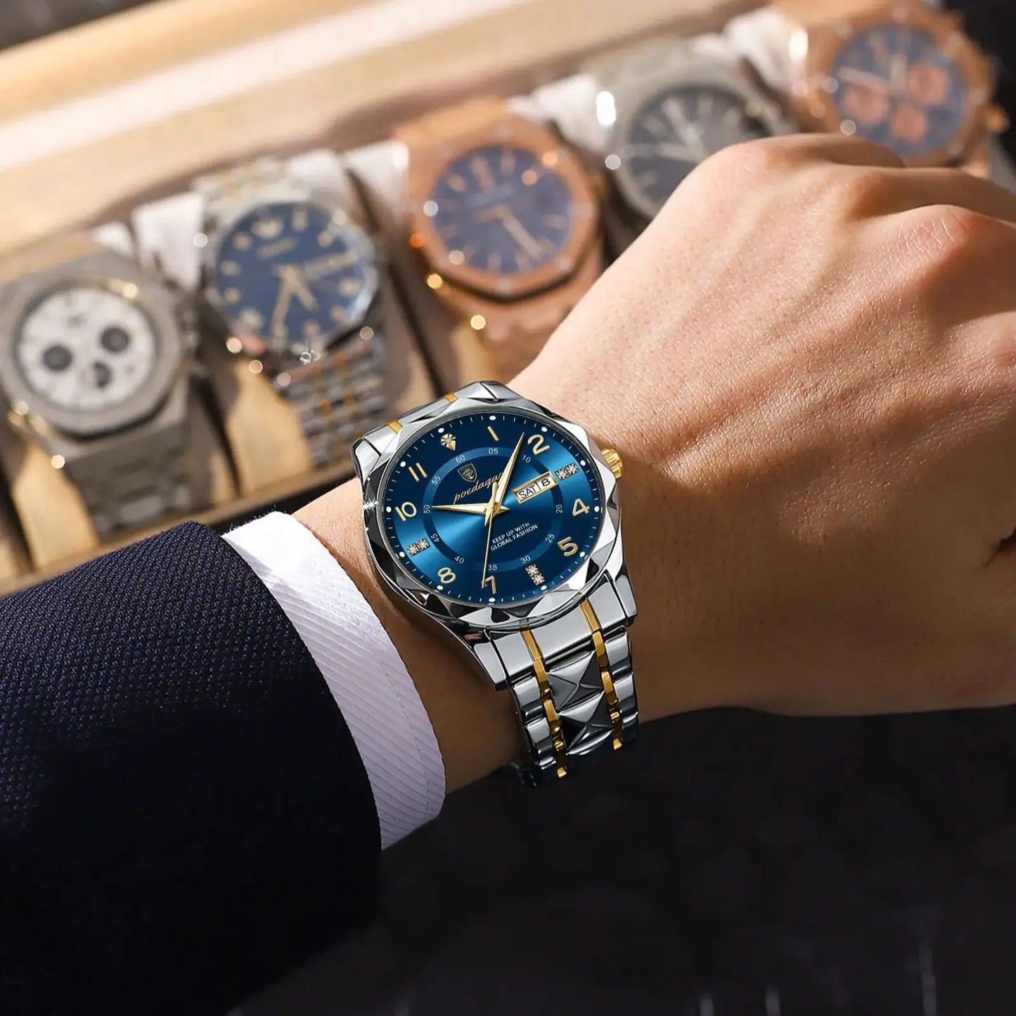 Relógio Masculino POEDAGAR Premium Luxury Sport em Aço Inoxidável