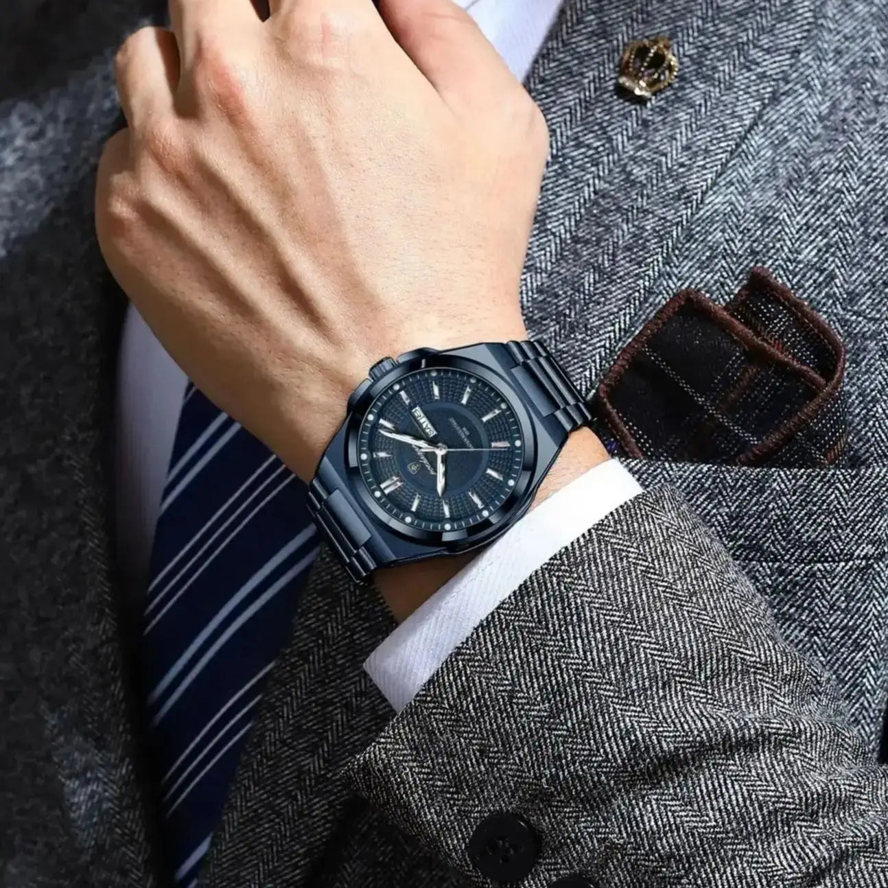 Relógio Masculino POEDAGAR Premium Business em Aço Inoxidável