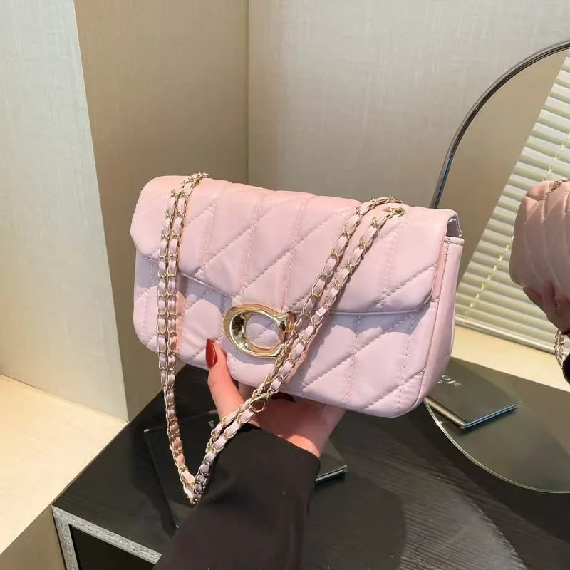 Bolsa Feminina Matelassê Rosa Chain Crossbody Premium Fashion