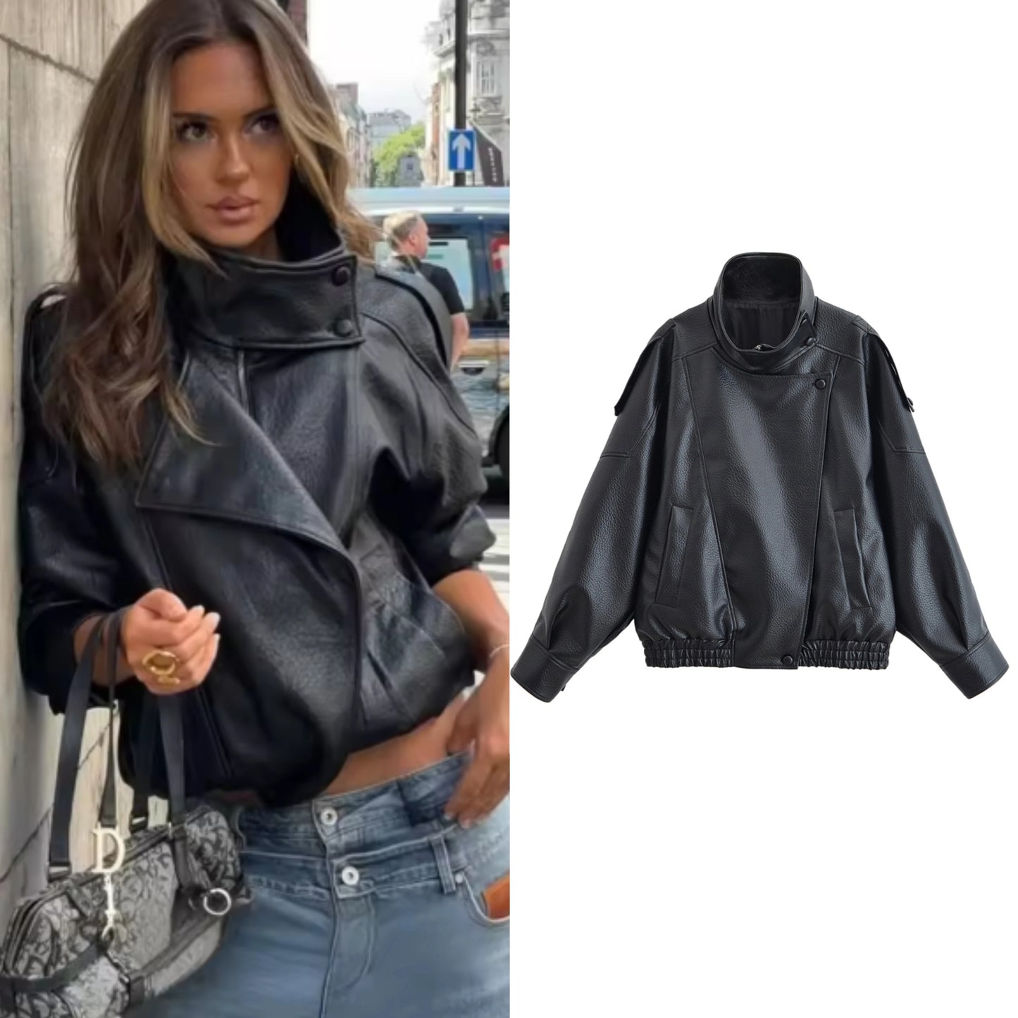 Jaqueta Feminina em Couro Biker Premium