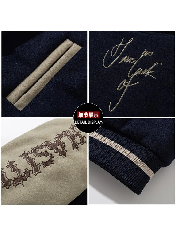 Jaqueta Varsity Premium Masculina Bordada Streetwear