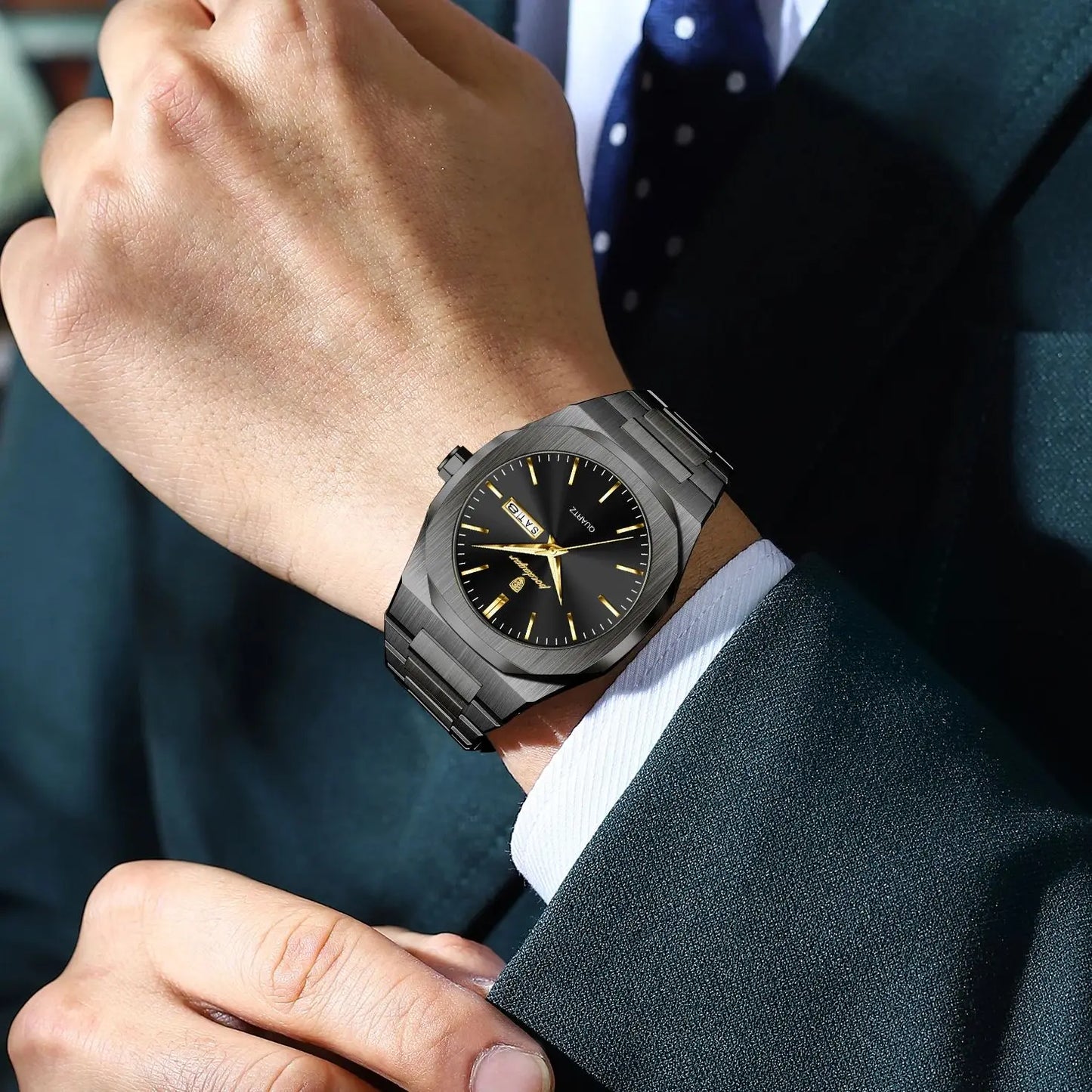 Relógio Masculino POEDAGAR Luxury Business Premium em Aço Inoxidável