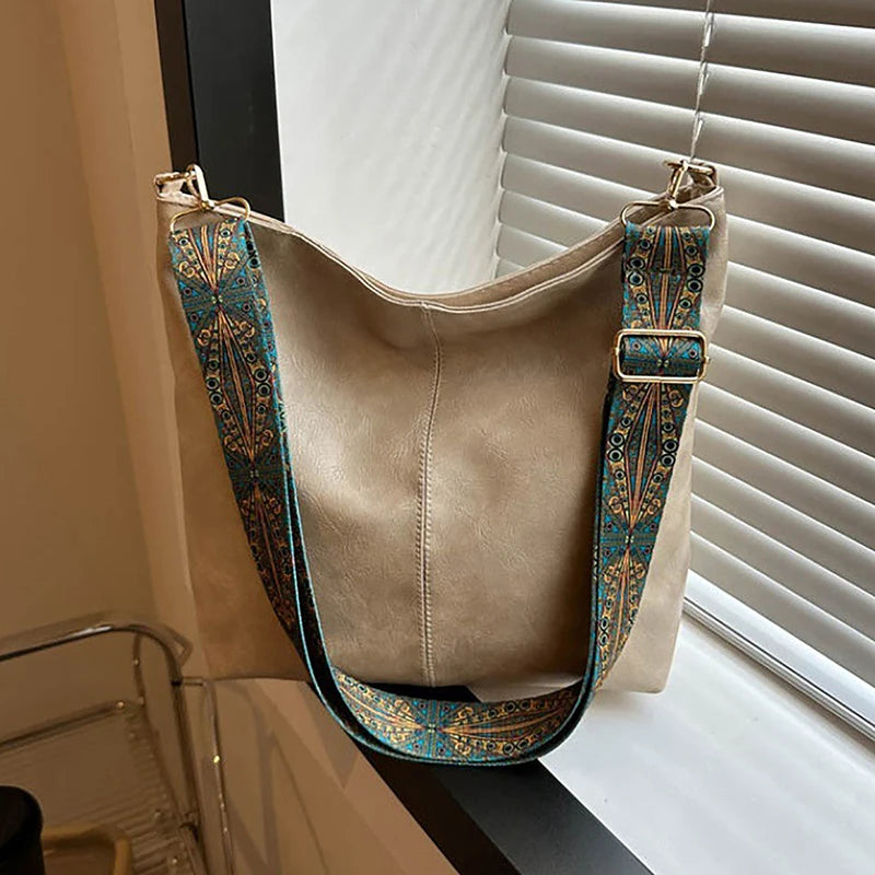 Bolsa Feminina Crossbody Grande Capacidade Retro PU Leather Premium